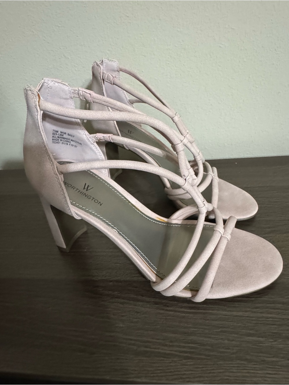 Worthington Pale Pink Strappy Block Heel Sandals